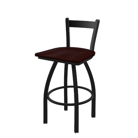Holland Bar Stool Co 25" Low Back Swivel Counter Stool, Black Wrinkle, Dark Cherry Oak Seat 82125BWDCOak